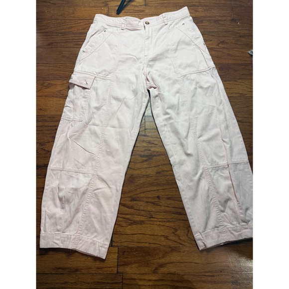 Pants - Anthropologie Light Pink Wide‎ Leg  Pants Utility Cotton Twill Trousers